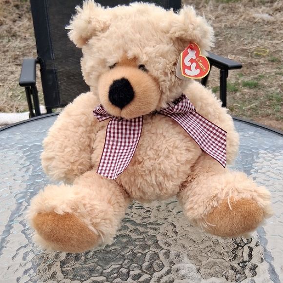 Ty Other - TY Classic Beige Plush Teddy Bear with Checkered Bow